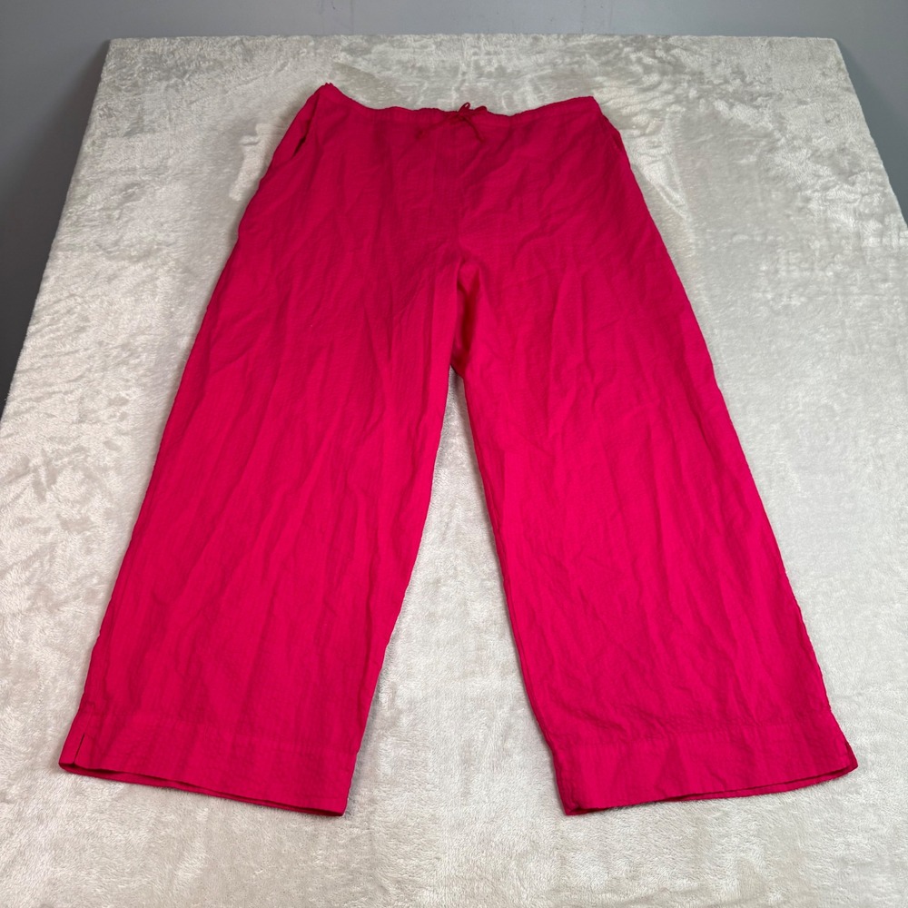 NWT Bryn Walker Womens XL Pink Cotton Wide Leg Cropped Drawstring Pants